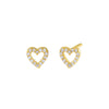 Gold Pavé Open Heart Stud Earring - Adina Eden's Jewels