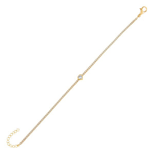 Gold CZ Heart Tennis Bracelet - Adina Eden's Jewels