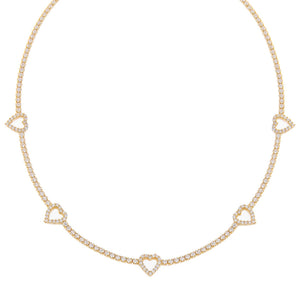 Gold CZ Open Heart Tennis Choker - Adina Eden's Jewels