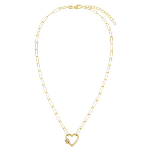  Pavé Heart Toggle Oval Link Necklace - Adina Eden's Jewels