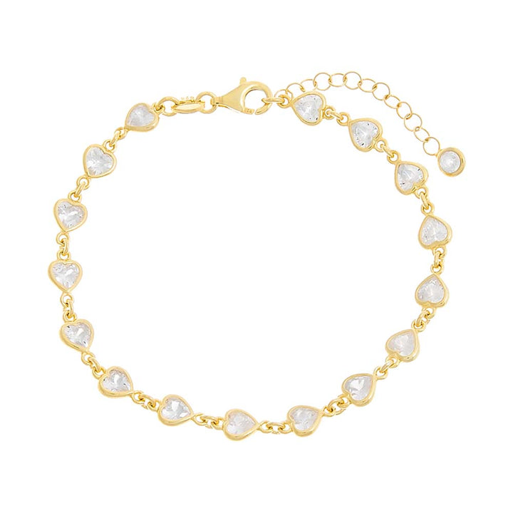 Gold Bezel Heart Bracelet - Adina Eden's Jewels