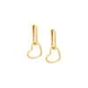 Gold / Pair Solid Dangling Heart U-Shape Huggie Earring - Adina Eden's Jewels
