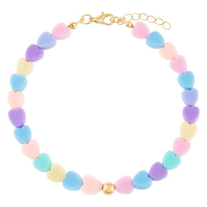 Multi-Color Pastel Heart Anklet - Adina Eden's Jewels