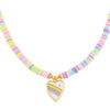 Multi-Color Rainbow Heart Pastel Beaded Necklace - Adina Eden's Jewels