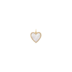 14K Gold Diamond Mother Of Pearl Heart Necklace Charm 14K - Adina Eden's Jewels