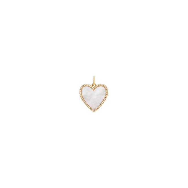 14K Gold Diamond Mother Of Pearl Heart Necklace Charm 14K - Adina Eden's Jewels