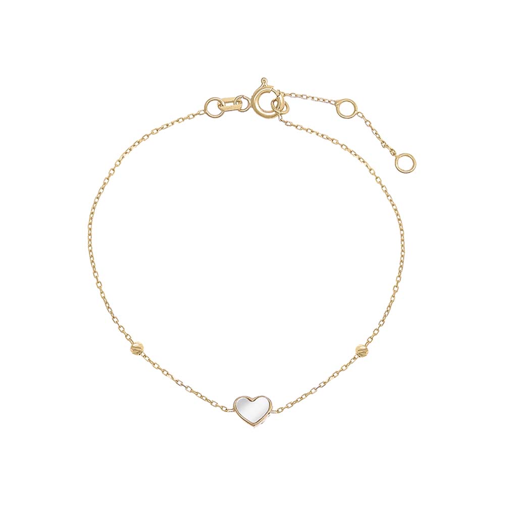Mother of Pearl Mother Of Pearl Heart Bracelet 14K - Adina Eden's Jewels