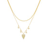 Gold CZ Heart X Starburst Double Chain Necklace - Adina Eden's Jewels