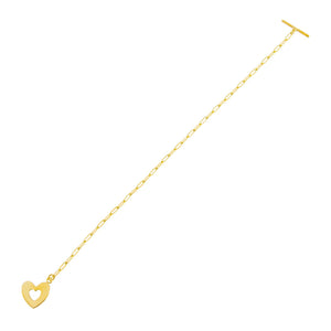 Gold Open Heart Toggle Link Bracelet - Adina Eden's Jewels