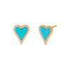 Turquoise Elongated Pavé Heart Earring - Adina Eden's Jewels