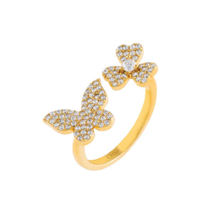 Gold / 7 Pavé Butterfly X Clover Ring - Adina Eden's Jewels