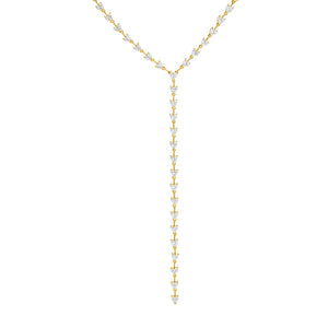 Gold CZ Heart Stone Lariat - Adina Eden's Jewels