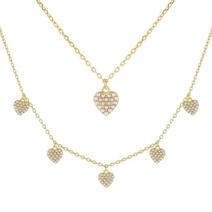 Pearl White Pearl Heart Necklace Combo Set - Adina Eden's Jewels