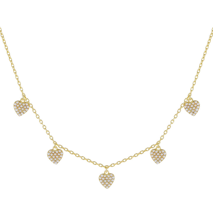 Pearl White Pearl Multi Heart Necklace - Adina Eden's Jewels