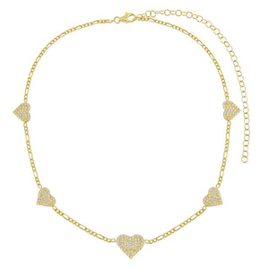  Pavé Multi Heart Figaro Choker - Adina Eden's Jewels