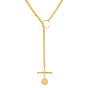 Gold Vintage Coin Toggle Herringbone Lariat - Adina Eden's Jewels