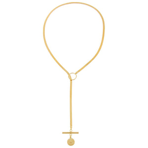  Vintage Coin Toggle Herringbone Lariat - Adina Eden's Jewels