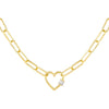 Gold CZ Baguette Heart Toggle Link Necklace - Adina Eden's Jewels