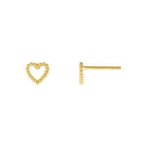 Gold Beaded Open Heart Stud Earring - Adina Eden's Jewels
