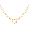 Gold Pavé Heart Toggle Link Necklace - Adina Eden's Jewels