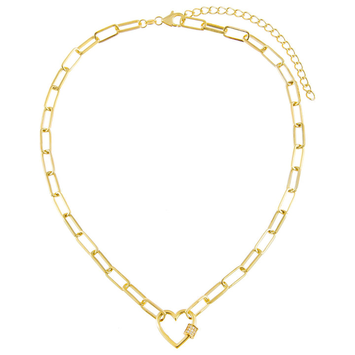  Pavé Heart Toggle Link Necklace - Adina Eden's Jewels