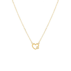 Gold Tiny CZ Heart Accent Pendant Necklace - Adina Eden's Jewels