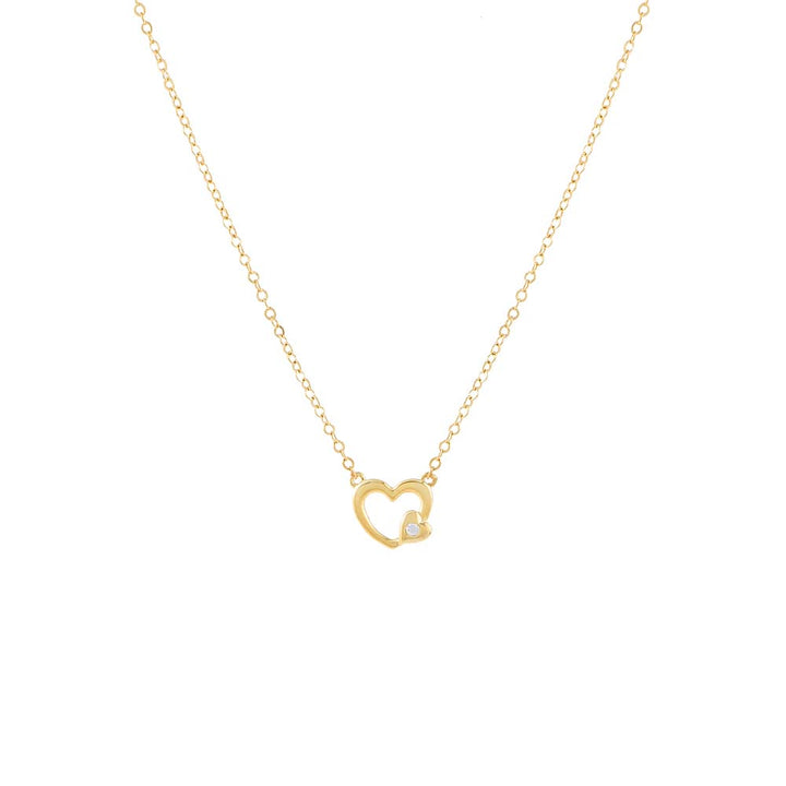 Gold Tiny CZ Heart Accent Pendant Necklace - Adina Eden's Jewels