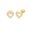 Gold Pavé Open Heart Threaded Ball Stud Earring - Adina Eden's Jewels