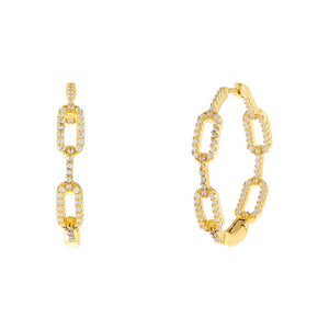Gold Pavé Double Link Hoop Earring - Adina Eden's Jewels