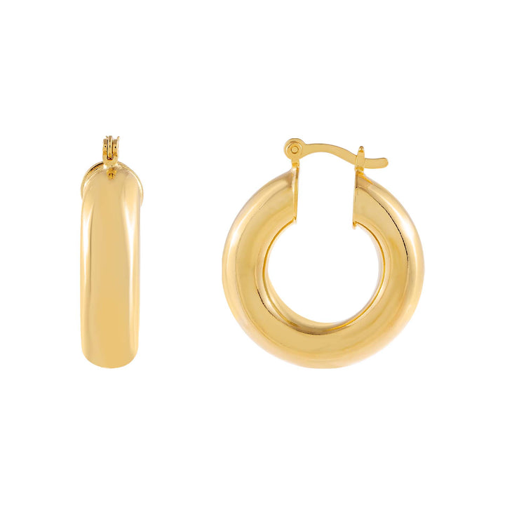 Gold Hollow Thick Hoop Earring - Adina Eden's Jewels