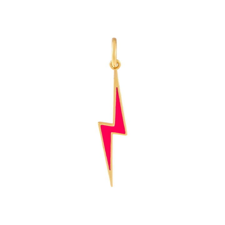 Neon Pink Enamel Lightning Bolt Charm - Adina Eden's Jewels
