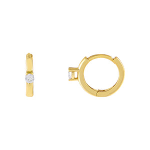 Gold CZ Solitaire Huggie Earring - Adina Eden's Jewels