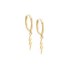 14K Gold / Pair Lightning Bolt Huggie Earring 14K - Adina Eden's Jewels