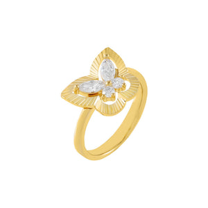 Gold / 6 CZ Illusion Butterfly Ring - Adina Eden's Jewels