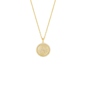 Gold / A Pavé Initial Fluted Medallion Necklace - Adina Eden's Jewels