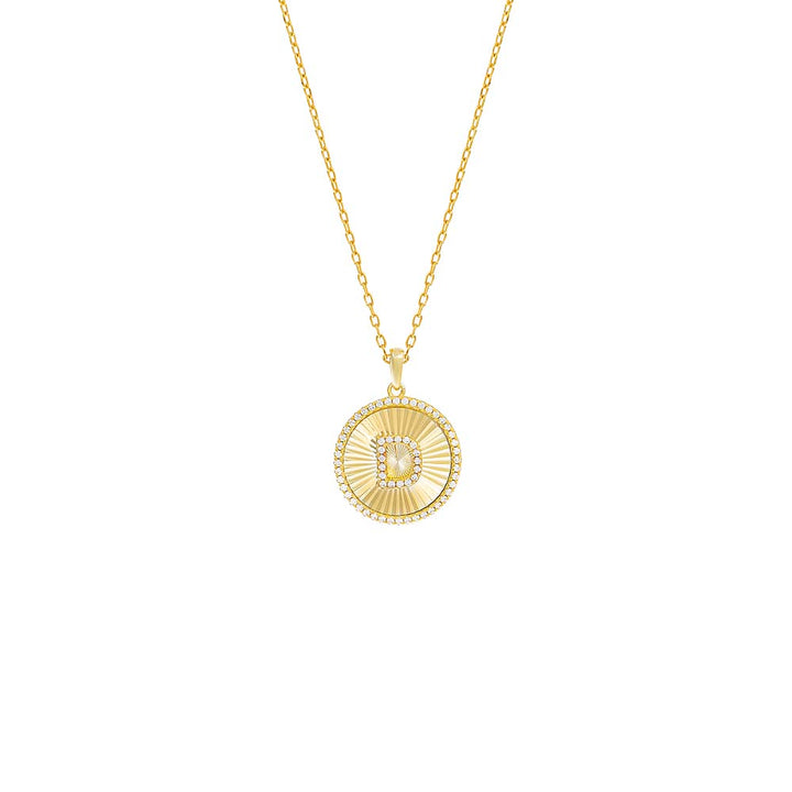 Gold / D Pavé Initial Fluted Medallion Necklace - Adina Eden's Jewels