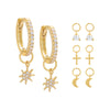 Gold / Pair Multi Changer Charm Huggie Earring Combo Set - Adina Eden's Jewels