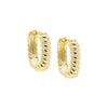 Gold / 15MM Wide Solid Ridged Oval Shape Huggie Earring - Adina Eden's Jewels