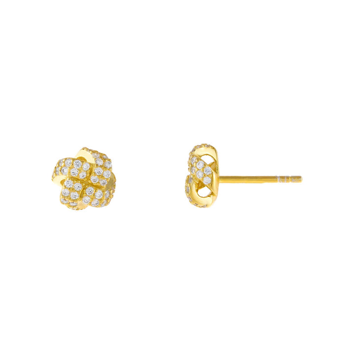 Gold CZ Knot Stud Earring - Adina Eden's Jewels