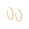 Gold / Pair CZ Bezel Cuban Chain Hoop Earring - Adina Eden's Jewels