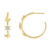 Gold CZ Flower X Butterfly Hoop Earring - Adina Eden's Jewels