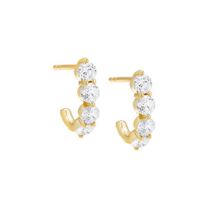 Gold / Pair Chunky CZ Stud Earring - Adina Eden's Jewels