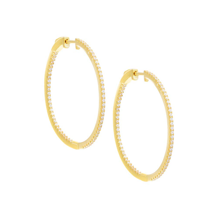 Gold / 33 MM Pavé Round Hoop Earring - Adina Eden's Jewels
