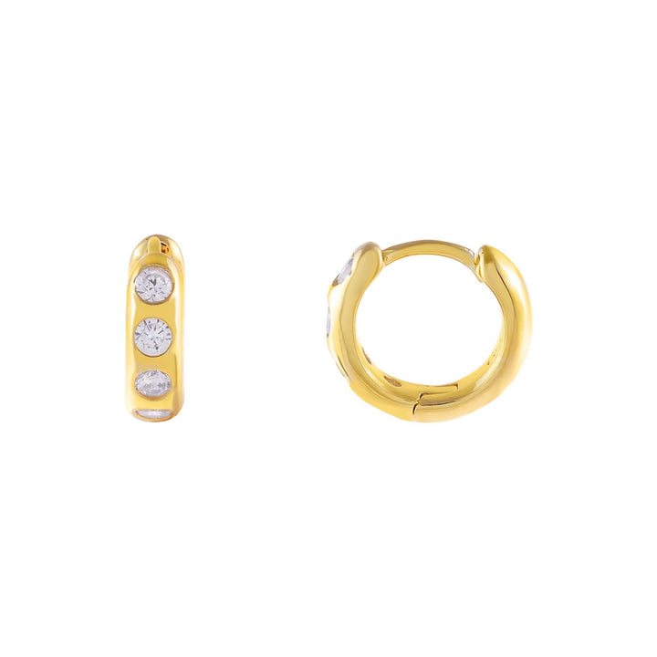 Gold CZ Mini Multi Stone Huggie Earring - Adina Eden's Jewels