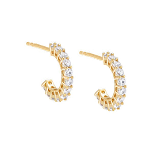 Gold / Single Tiny CZ Hoop Earring - Adina Eden's Jewels