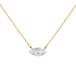 Gold CZ Marquise Necklace - Adina Eden's Jewels