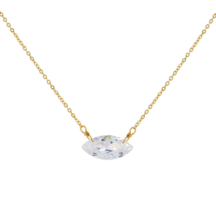 Gold CZ Marquise Necklace - Adina Eden's Jewels