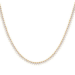 Gold / 15" Three Prong Tennis Necklace - Adina Eden's Jewels