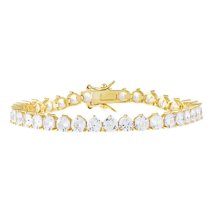 Gold / 5 MM / 7" Large Three Prong Tennis Bracelet - Adina Eden's Jewels