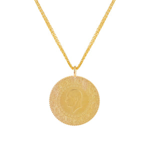 14K Gold Jumbo Vintage Coin Necklace 14K - Adina Eden's Jewels